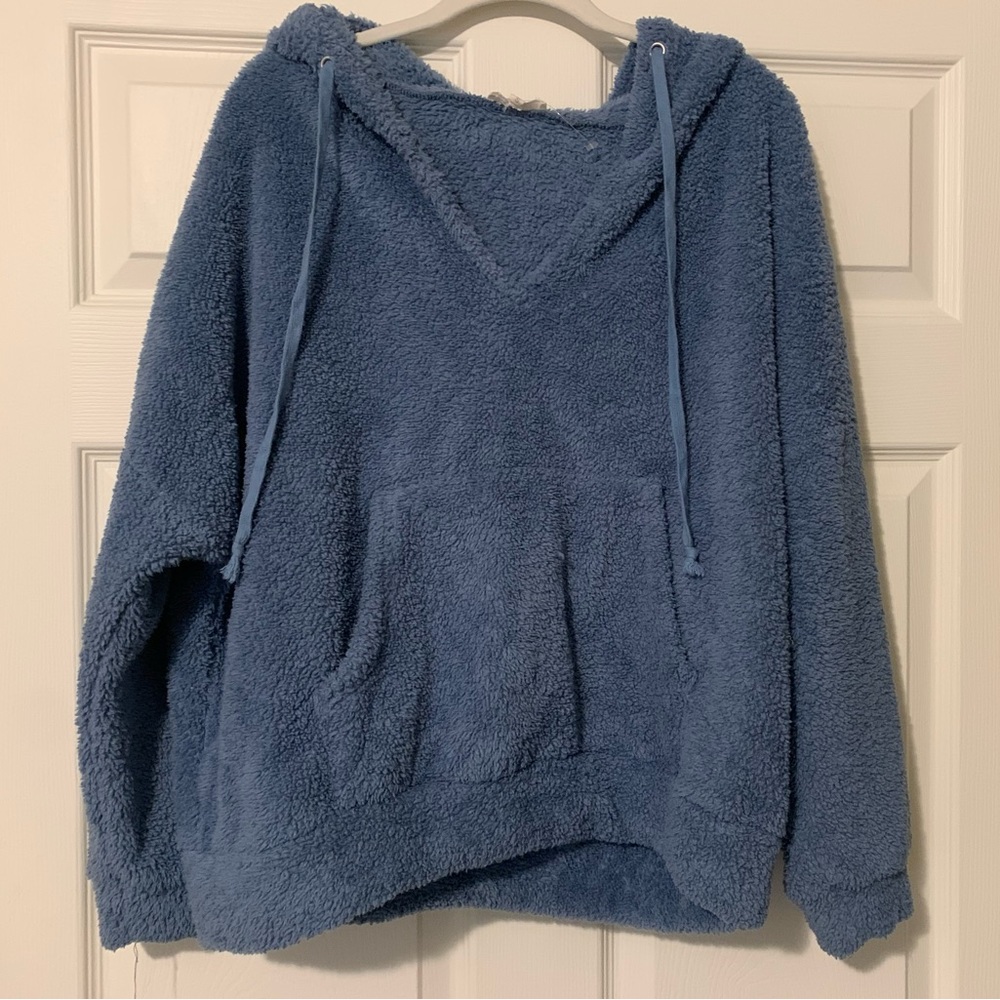 Blue fuzzy sweatshirt